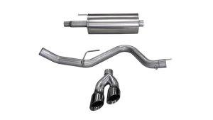 Ford F-150 Performance Exhaust - CORSA Performance - Cat Back Single Side Exit with Twin 4.0in. Black PVD Pro-Series Tips - Black - `15-`20 Ford F-150 Performance Exhaust - CORSA Performance - Cat Back Single Side Exit with Twin 4.0in. Black PVD Pro-Series Tips - Black - `15-`20